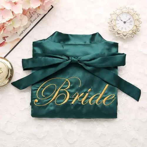 Wedding Satin Bride Robe Elegant Golden Bridesmaid Casual Short Women Nightwear Comfortable Sleepwear