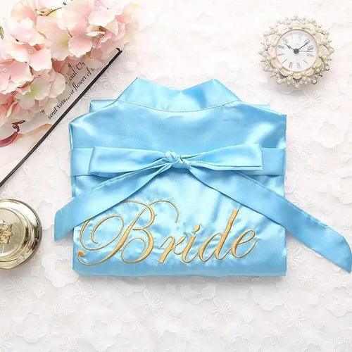 Wedding Satin Bride Robe Elegant Golden Bridesmaid Casual Short Women Nightwear Comfortable Sleepwear