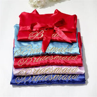 Wedding Satin Bride Robe Elegant Golden Bridesmaid Casual Short Women Nightwear Comfortable Sleepwear