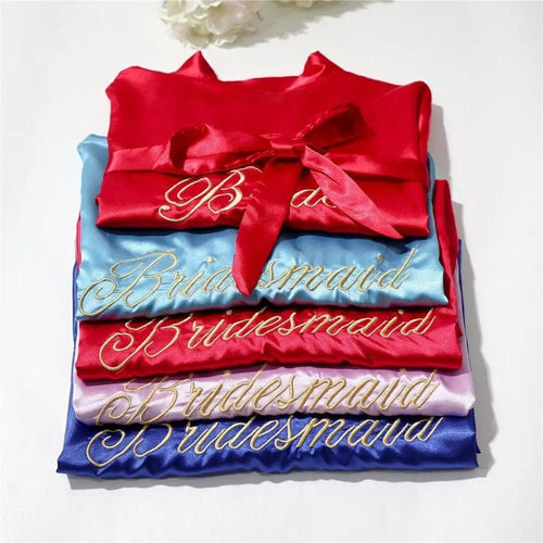Wedding Satin Bride Robe Elegant Golden Bridesmaid Casual Short Women Nightwear Comfortable Sleepwear