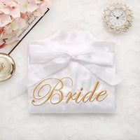 Wedding Satin Bride Robe Elegant Golden Bridesmaid Casual Short Women Nightwear Comfortable Sleepwear