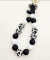 Western Cow Print Silicone Beaded Wristlet Keychain Bracelet