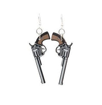 Western Pistol Dangle Earrings Cowboy Revolver Earrings