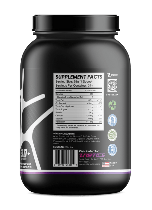 Whey Isolate Protein Vanilla 2LB | 26g Protein, Zero Sugar | ONE ZTRIKE by ZNETICS