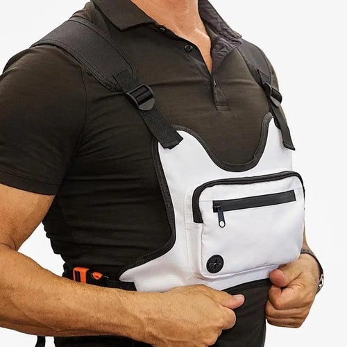 White Fashion Men Lightweight Chest Bag Running Pack For Workouts Running Phone Holder With Extra Storage Minimalist Design