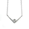 White Topaz Sterling Silver V Pendant Necklace 16 Inch