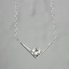 White Topaz Sterling Silver V Pendant Necklace 16 Inch