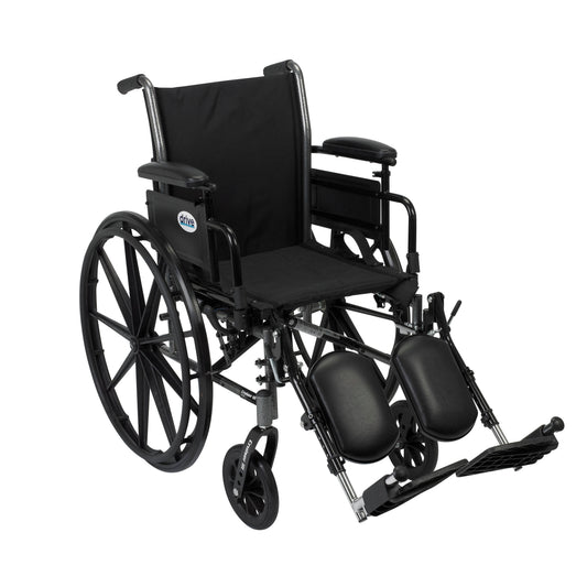 Cruiser III Light Weight Wheelchair with Flip Back Removable Arms, Adjustable Height Desk Arms, Elevating Leg Rests, 16" RIO Medical Supplies
