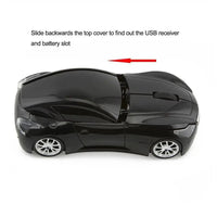 Wireless Black Sports Car USB Mouse Design Computer 1600 DPI Mouse Mini Ergonomic Gaming Mouse For Laptop And Computer 2.4Ghz
