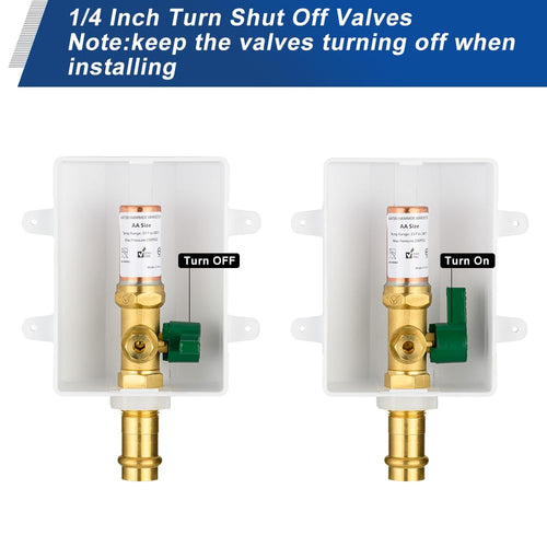 1/2" Copper Press Inlet, Ice Maker Outlet Box, with Copper Water Hammer Arrestor Plumbingsell
