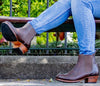 Women's Brown Leather Chelsea Boots | Elastic Pull-On Ankle Boots