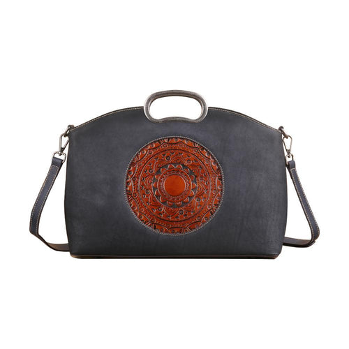 Rustic Mandala Leather Tote Bag