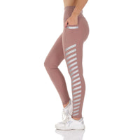 Women's High Waist Active Leggings with Pocket and Foil Detail