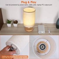 Wood & White Desk Lamp with Bamboo Base and Warm 3000K Lighting