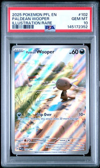 Graded 2025 PKM PFL EN Paldean Wooper #102 Illustration Rare Trading Card Game PSA 10 Gem Mint