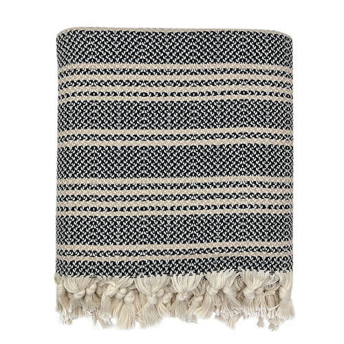 Woven Stripe Turkish Throw Cotton Fringe Lightweight
