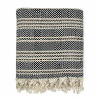 Woven Stripe Turkish Throw Cotton Fringe Lightweight
