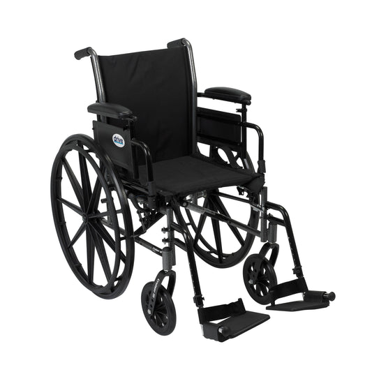 Cruiser III Light Weight Wheelchair with Flip Back Removable Arms, Adjustable Height Desk Arms, Swing away Footrests, 18" RIO Medical Supplies