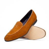 Zelli Italia 16-681-CGN X Italian Sueded Goatskin Loafer, Cognac