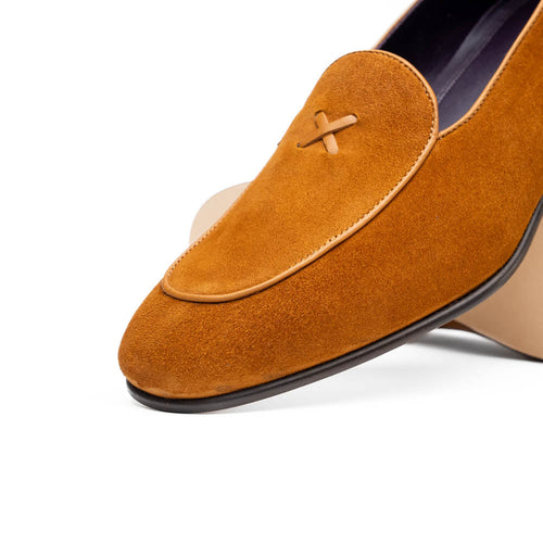 Zelli Italia 16-681-CGN X Italian Sueded Goatskin Loafer, Cognac