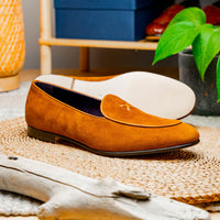 Zelli Italia 16-681-CGN X Italian Sueded Goatskin Loafer, Cognac