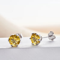 Pink Royal Blue Moissanite Stud Earrings S925 Sterling Silver 0.5 1 2 Ct Bride