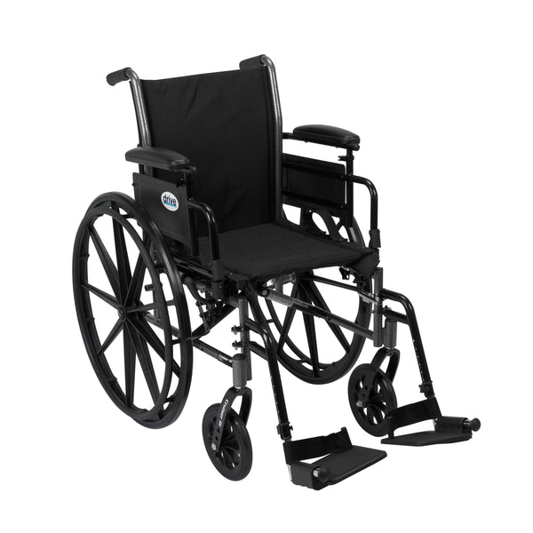Cruiser III Light Weight Wheelchair with Flip Back Removable Arms, Adjustable Height Desk Arms, Swing away Footrests, 16" RIO Medical Supplies
