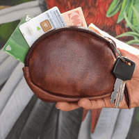 Handmade Leather Coin Purse - Compact & Durable Zipper Pouch